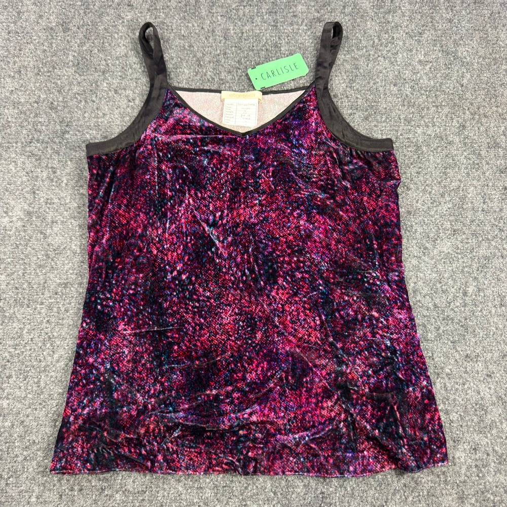 Etcetera Pink Purple Silk Blend Velvet Abstract Camisole Top Size 8 NWT